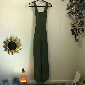 Forever 21 Premium Denim Sage Green Long Overalls